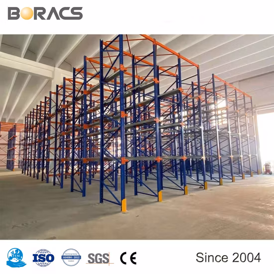 Rack de armazenamento ajustável industrial pesado oem acionamento de metal em racks de paletes/acionamento de aço em estantes Filo Racking
